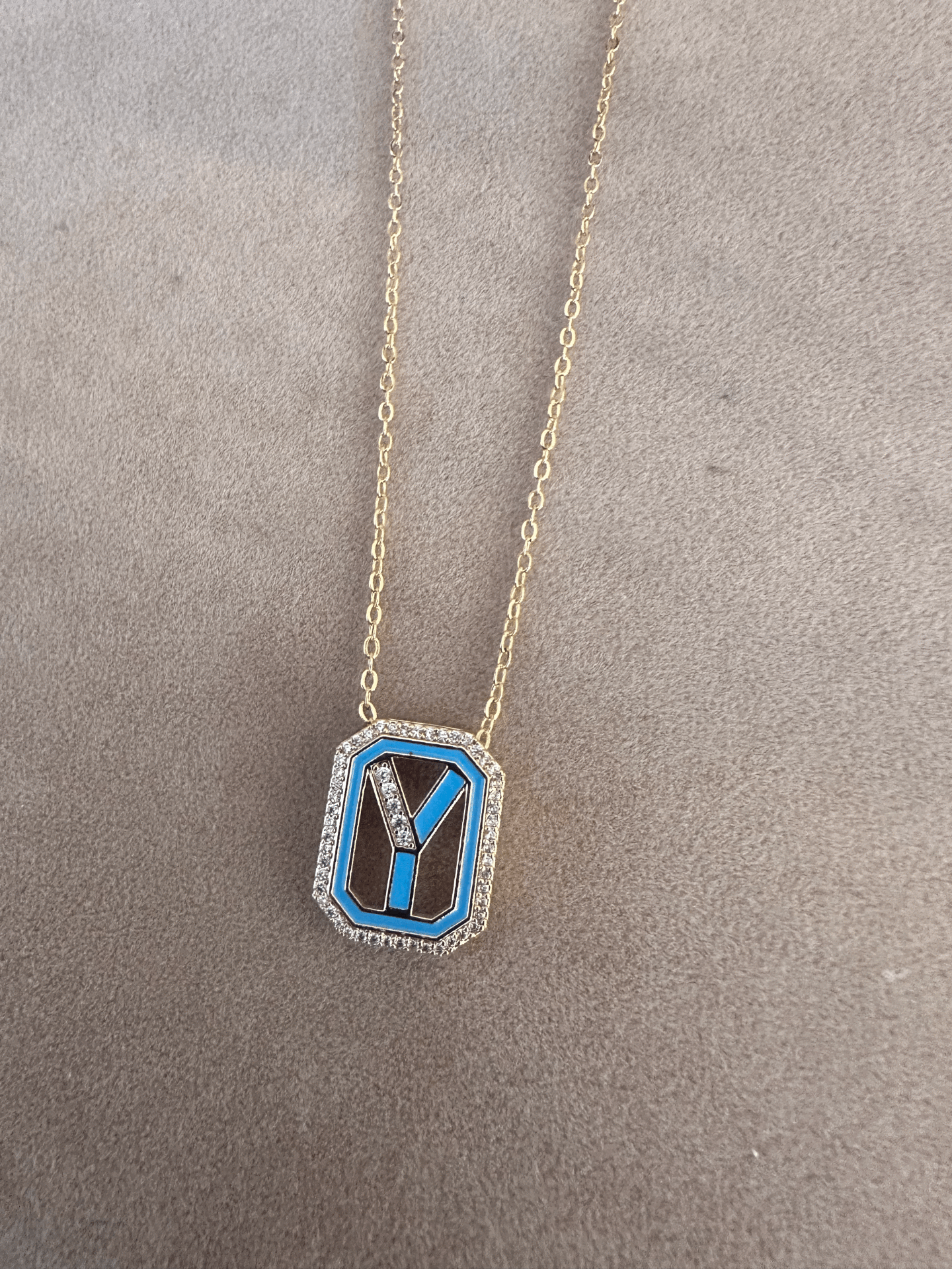 TURKUAZ Y HARFİ KOLYE