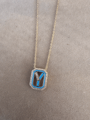 TURKUAZ Y HARFİ KOLYE