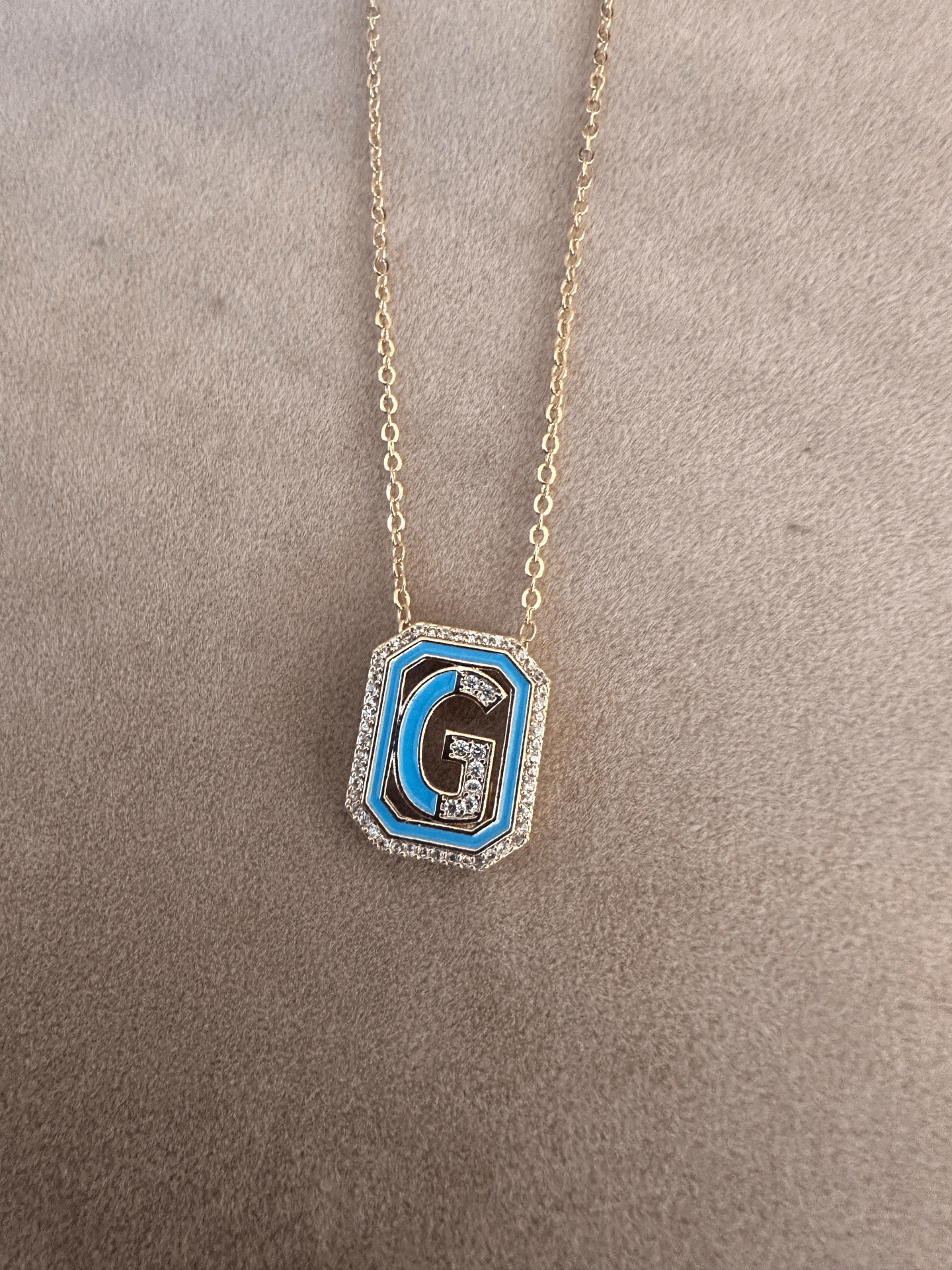 TURKUAZ G HARFİ KOLYE