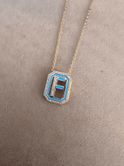 TURKUAZ F HARFİ KOLYE