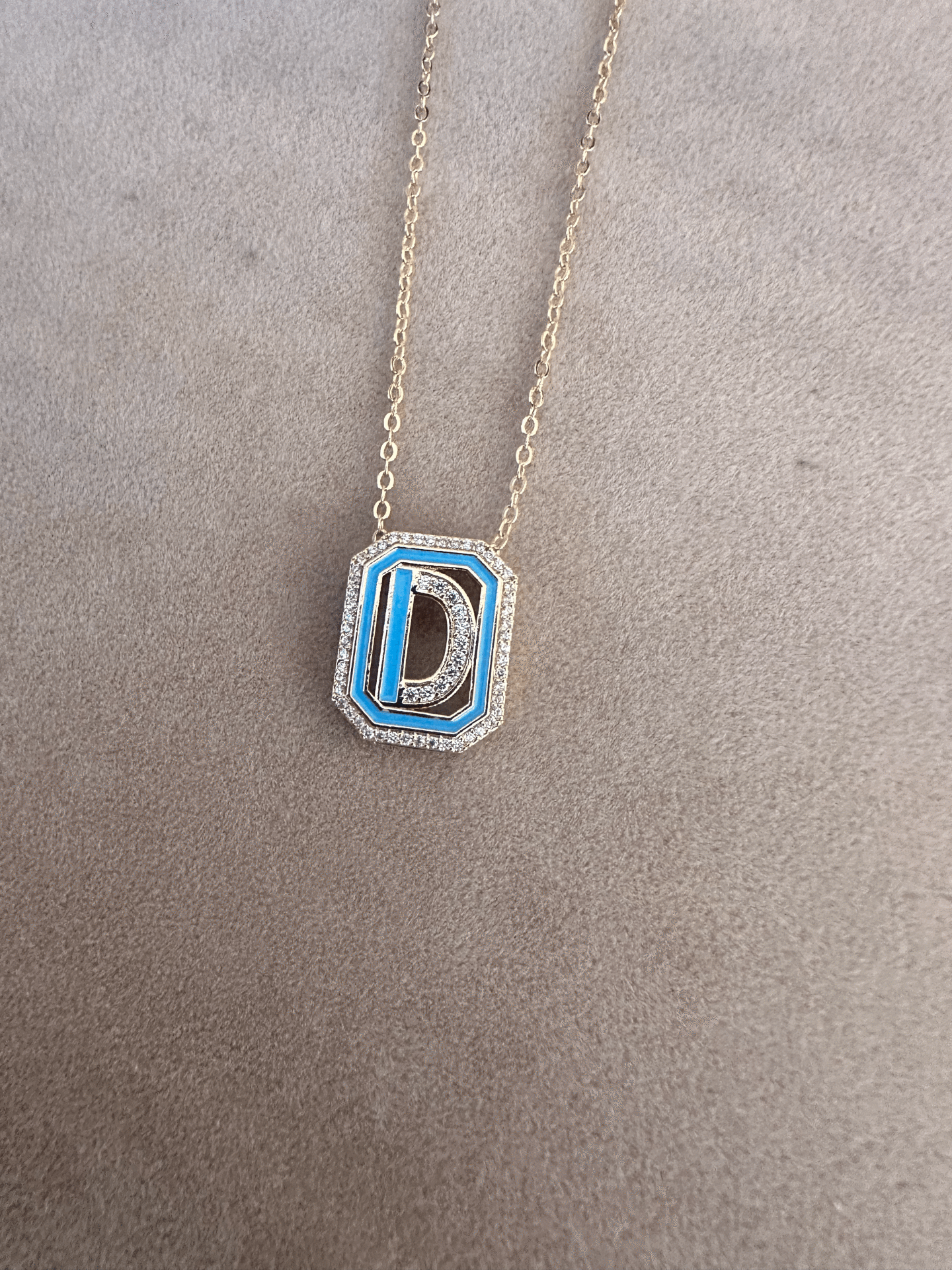 TURKUAZ D HARFİ KOLYE