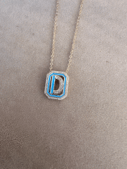 TURKUAZ D HARFİ KOLYE