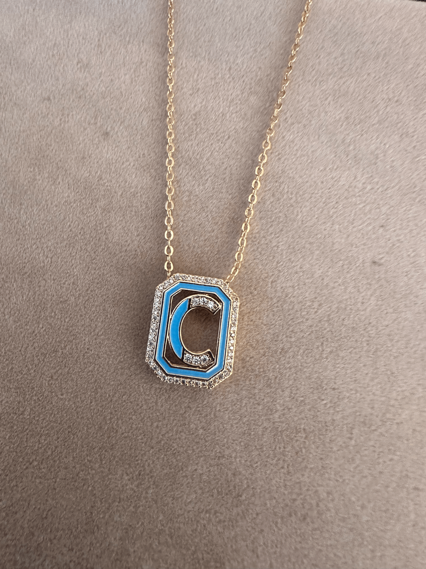 TURKUAZ C HARFİ KOLYE