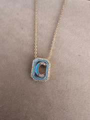 TURKUAZ C HARFİ KOLYE