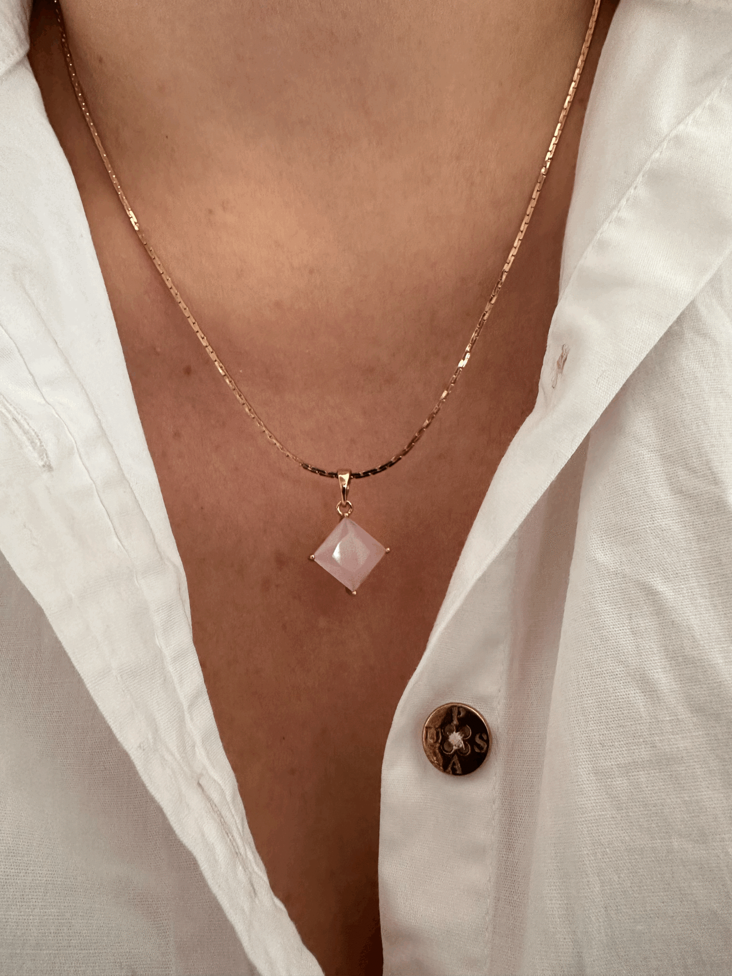 VIP PEMBE TAŞLI KOLYE