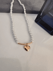 VIP İNCİLİ KALP KOLYE