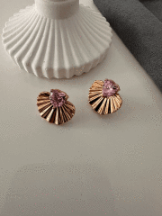 VIP PEMBE KALP TAŞLI KÜPE