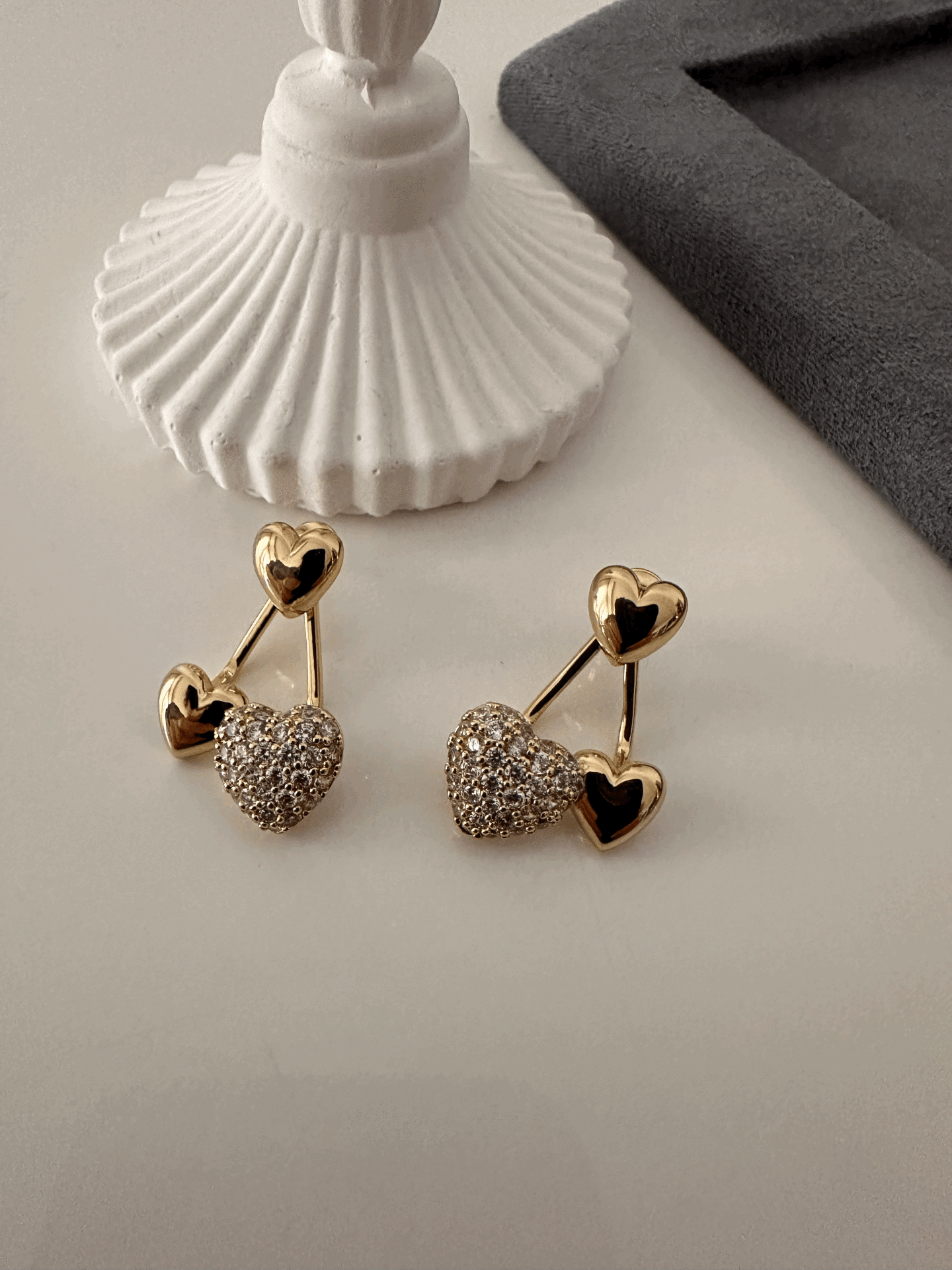 VIP 14 K ÇİFT KALP KÜPE