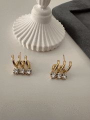 VIP 14 K 3LÜ TEK TAŞ DETAYLI KÜPE